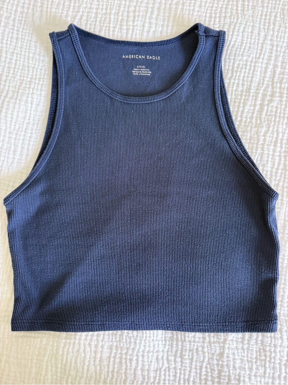American Eagle Outfitters Navy Ribbed Cropped Tank